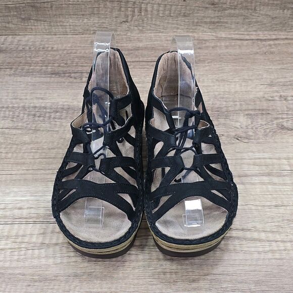 NAOT Yarrow Women's Size EU 37 US 6 Black Lace up Gladiator Wedge Sandals - Picture 3 of 10